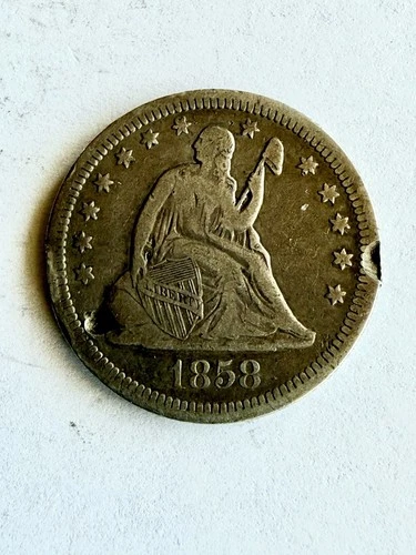 USA Seated Liberty Quarter • 1858, VF (Very Fine) Composition: Silver .900