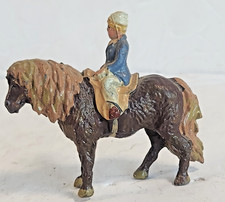 BRITAINS VILLAGE FARM BOY ON SHETLAND PONY IN BLUE LEAD FIGURE VINTAGE ENGLAND