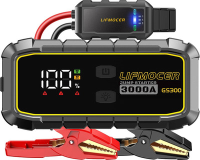 Jump Starter 3000A Portable Jump Box W/Storage Case USB Quick Charge LCD Display