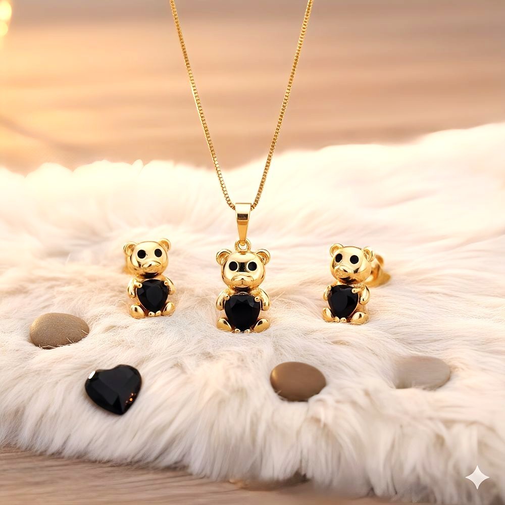 Parure bijoux enfant or 750 et onyx noir, l'excellence de l'artisanat