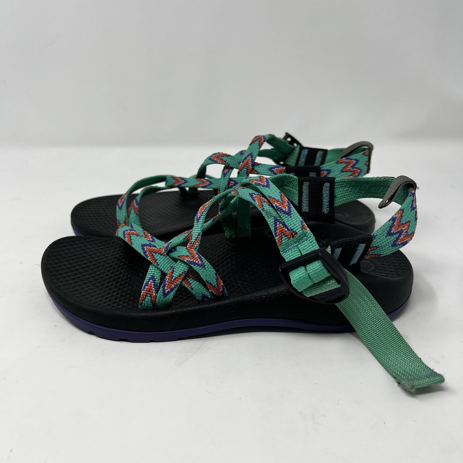 Chaco ZX/1 EcoTread Sandals Kids Size 4 Strappy Open Toe Blue Green