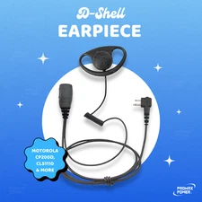 D-Shape PTT Earpiece For Motorola 2-Pin Radios CP200, CLS1110, CLS1410, RDM2070d