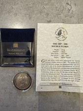 1887 Queen Victoria Double Florin Silver Coin In Box With COA