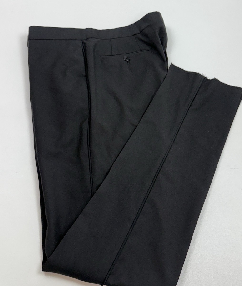 Emporio Armani Solid Black Flat Front Tuxedo Pants Size 39 #272 | eBay