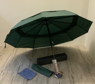 2 x LOGAN & BARNES Taschenschirm GRÜN Regenschirm Holzgriff Ø 98cm (R1 A