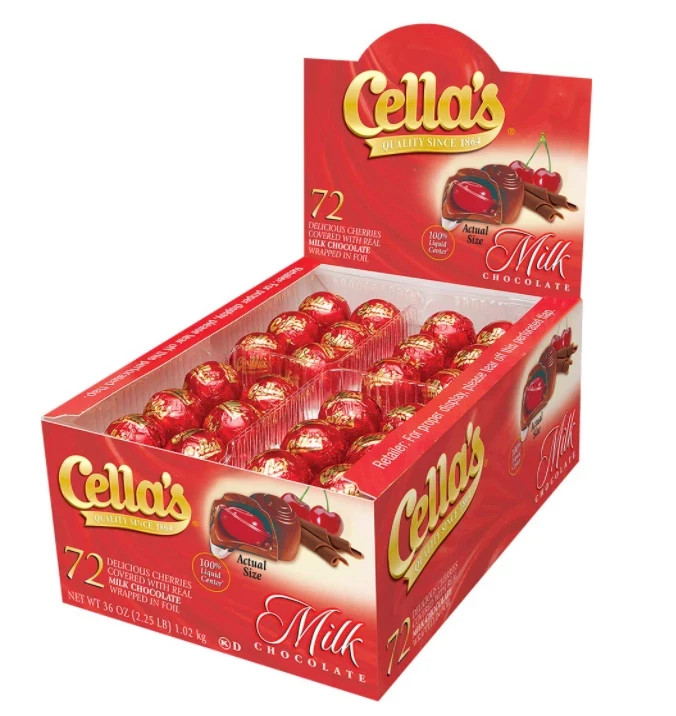 Cerezas cubiertas de chocolate oscuro Cella's, caja de 72 unidades