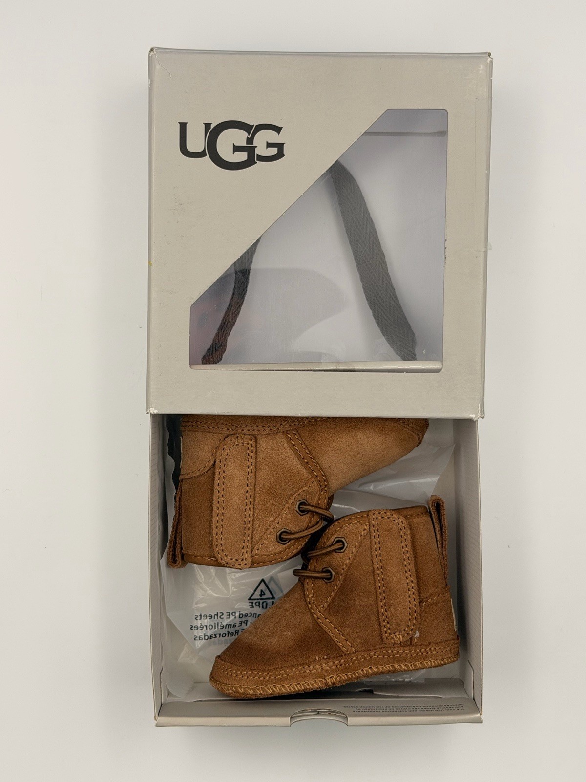 UGG Baby Brown Suede Bootie Lace-Up Shearling Lined Soft Sole Shoes