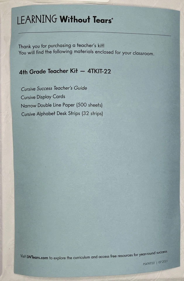 Handwriting Without Tears Cursive 4th Grade Teachers Kit 4TKIT-22 - Image 2 of 4