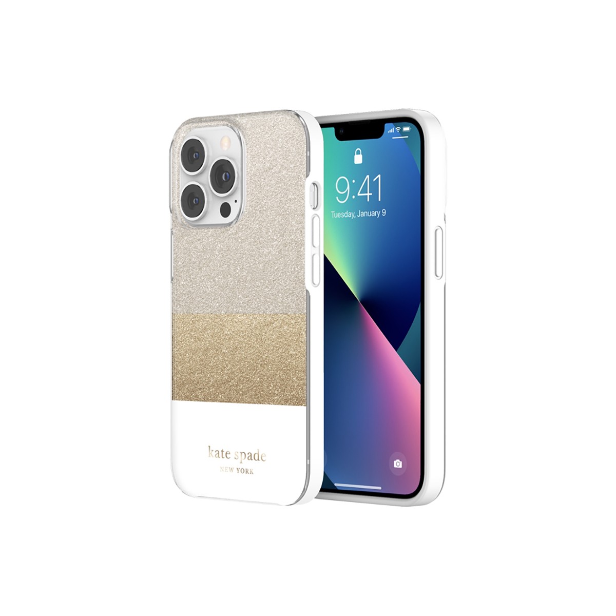 Coque silicone pailletée dorée pour Apple iPhone 13 Pro Glitter Block