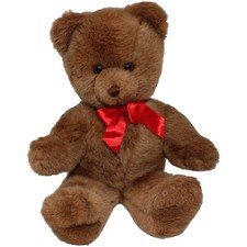 Bauer XL Teddybär mit roter Schleife, dunkelbraun Kuscheltier 42cm Gebraucht