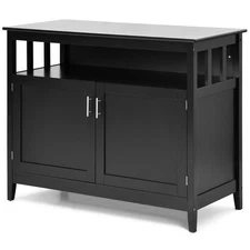 Costway Kitchen Cupboard Buffet Table Sideboard Storage Cabinet w/2 Doors Black