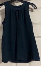 J. Crew Silk Keyhole Front And Back Size 4 Teal Blue Sleeveless Blouse
