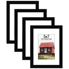 5x7 Picture Frame Set of 4, Made of High Definition Real Glass, Display 4x6 w...