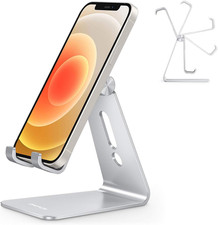 Adjustable Cell Phone Stand, Aluminum Desktop Cellphone Stand with Anti-Slip Ba