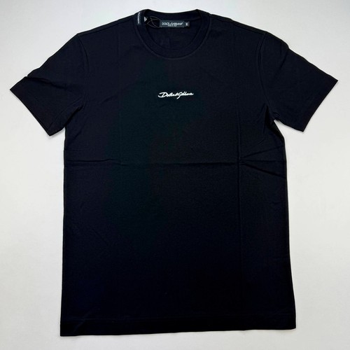 Dolce & Gabbana with Embroidery Logo Cotton T-Shirt Men Black Color