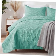 Extra Soft King Quilt Bedding Set, Lightweight King 96"x104" Turquoise