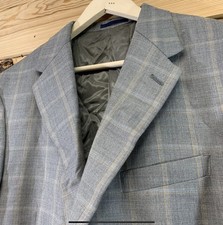 Daniel Cremieux Loro Piana Wool Suit Coat Jacket 44 Long Gray Plaid Blazer B1