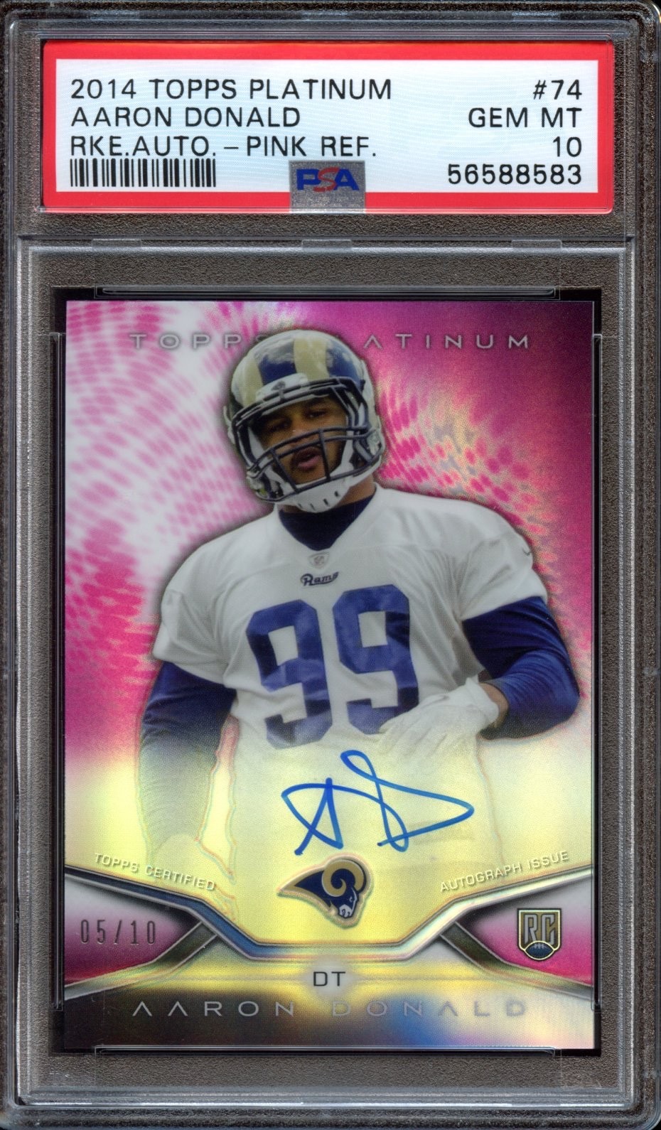 Aaron Donald Topps Platinum Rookie Autograph #74 Pink Refractor