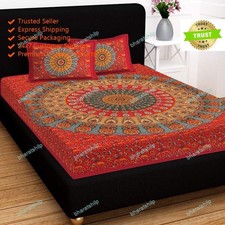 New Indian Jaipuri Printed Queen Size Bed Sheet With 2 Pillow Covers