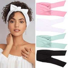 4 Pieces Adjustable Knotted Headbands for Women - Wide Boho Extra Large Turba...