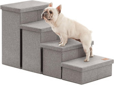 Dog Stairs for Small Medium or Large Dogs with Storage and Adjustable Steps, Fol