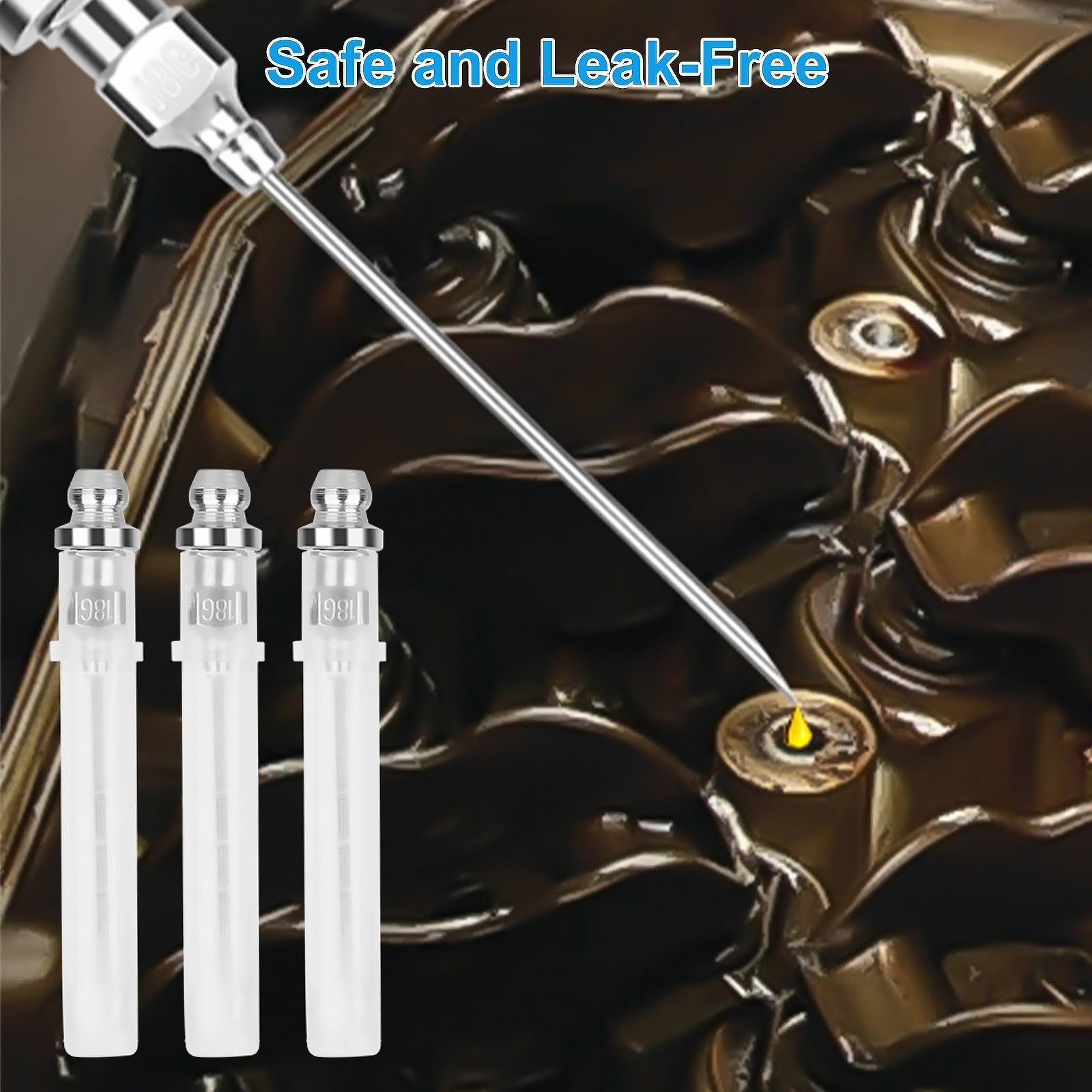 Grease Gun Accessory Kit 7pcs with Needle Nozzles Rubber Tip and Elbow Adapter