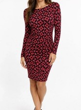 Tory Burch Geometric Print Corrine Bodycon Dress Small Black Red Party Cocktail