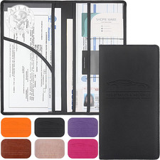 Lumimokki Premium Car Registration  Insurance Card Holder with Magnetic Shut, V