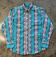 Vintage Wrangler Western Aztec Pearl Snap Shirt Long Sleeve Size L/XL