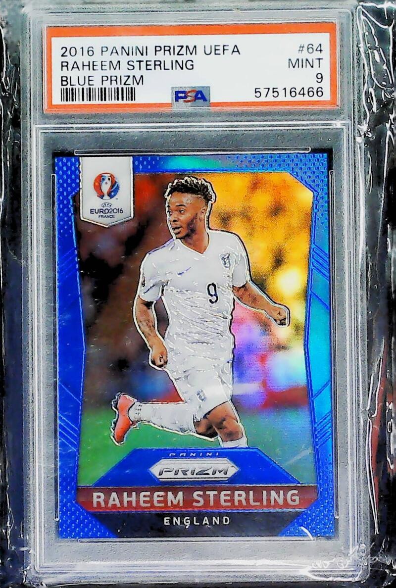 2016 Panini Prizm UEFA EURO Blue Prizm #64 Raheem Sterling England PSA 9 211/249