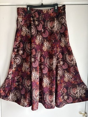 Christopher Banks Sz 10 Maxi A Line Fit Flare SKIRT Lush Black Brwn Pink Tan