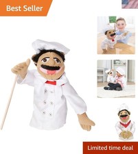 Chef Puppet Al Dente with Detachable Wooden Rod Pretend Play Chef Puppet Pepe