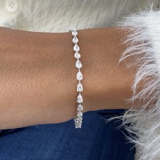 Diamond Tennis Bracelet Pear Shape VS2 F 5 Carat Lab created 14 Karat White Gold