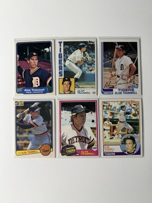 Alan Trammell Lot Of 6 Vintage Baseball Cards 80s VG-EX Condition Mixed Brands