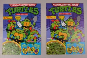 1991 Teenage Mutant Ninja Turtles TMNT Nabisco Cereal Box Front Panels LOT of 2