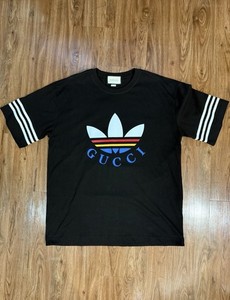 GUCCI ADIDAS　Tシャツ　ネイビー　Ｓ ADIDAS x GUCCI T-Shirts and Tops | Blue Men's T-shirt | YOOX