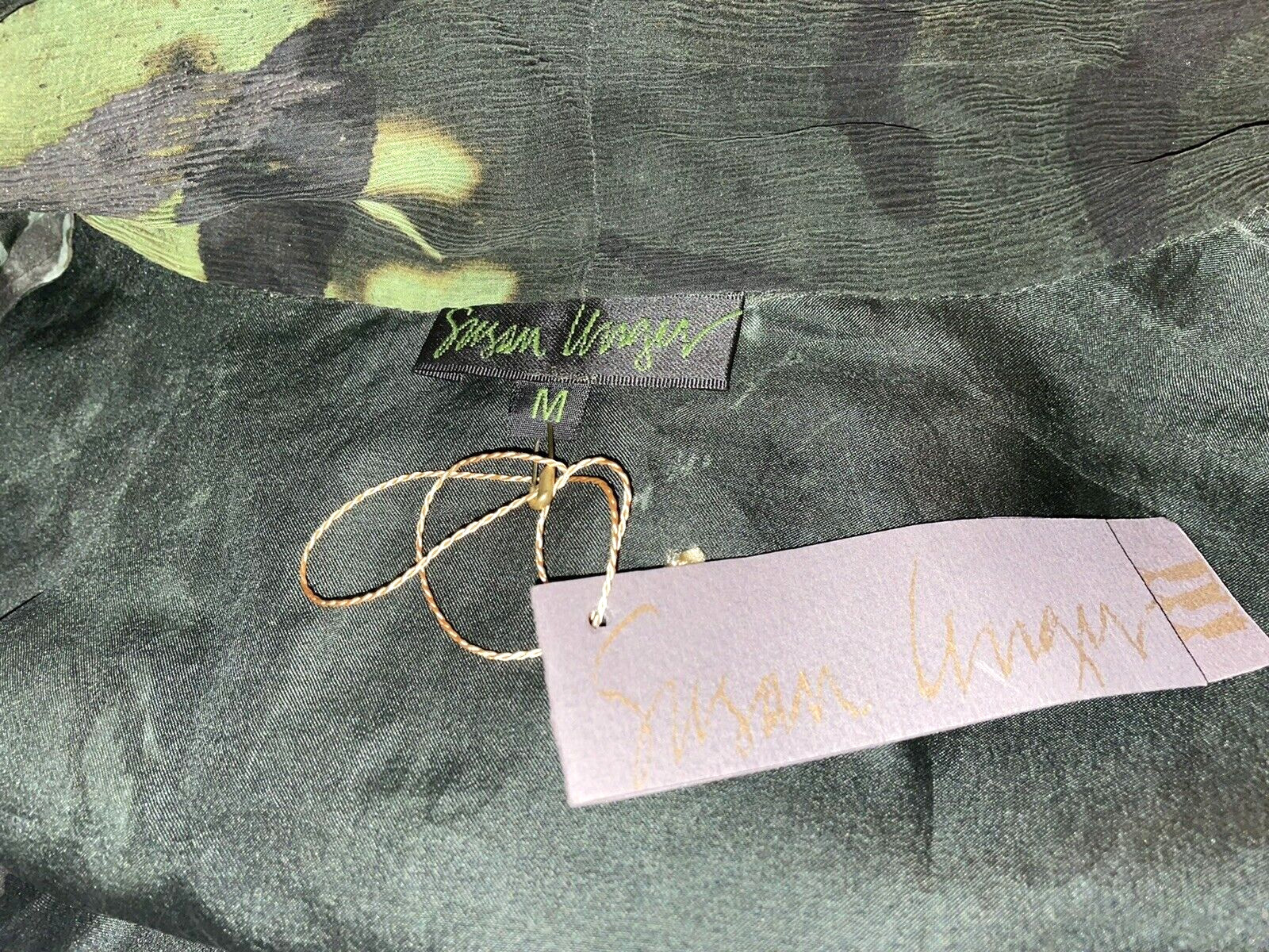 NWT vintage 90's Susan Unger Silk Screen Sheer Silk Kimono Duster Sz M