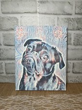 Colorful  Pug  dog canvas sign