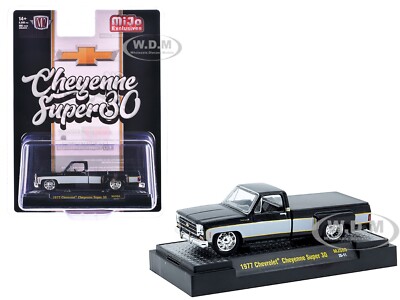 1977 CHEVROLET CHEYENNE SUPER 30 PICKUP BLACK 1/64 DIECAST CAR BY M2 31500-MJS80