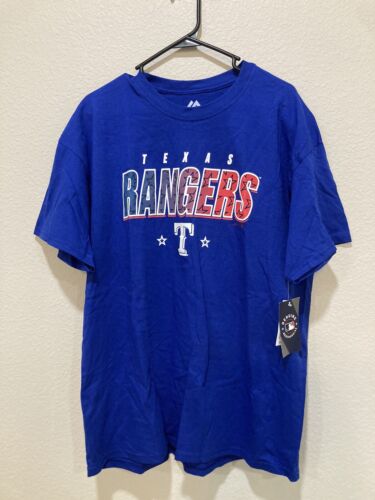 Majestic Men's Texas Rangers MBL Genuine Merchandise T-shirt blue XL - NEW!!