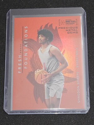2022 UD Skybox Metal Universe Shaedon Sharpe Fresh Foundations Orange PMG 4/25