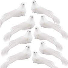 12 PCS Artificial Christmas White Feathered Birds Clip Set-Christmas Doves