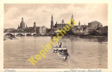 Dresden AK Elbe Terrassenufer vor 1945 mit Dampfer Blick vor der Marienbrücke