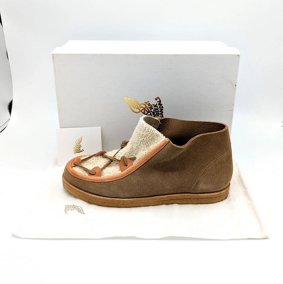 NIB Sz 7 Ancient Greek Sandals HERA Shearling Lattice Cowhide Ankle Boots Bootie - Image 4 of 4