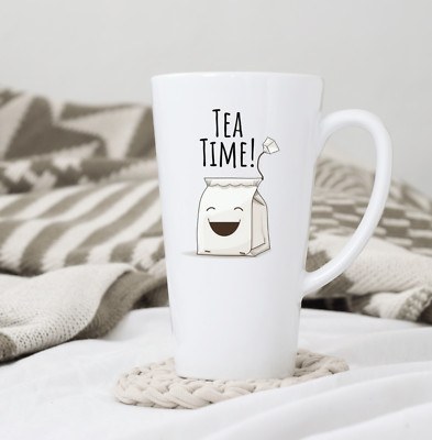 TEA TIME Coffee Tea Latte Mug Cup 17 Oz Ceramic Fun Tea Bag Jug by Mugzan