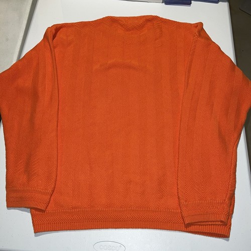 VTG Chaps Ralph Lauren Men's Large Thick Knit Sweater Orange Hand Framed Cotton - Picture 5 of 5