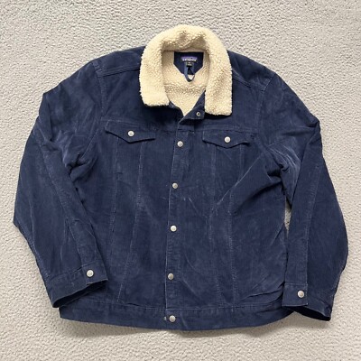 Patagonia Jacket Mens XL Blue Corduroy Sherpa Pile Lined