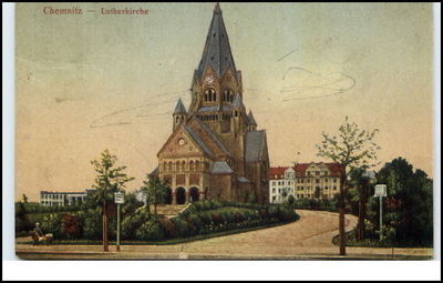 CHEMNITZ Sachsen AK um 1910/20 Strassen Partie a.d. Lutherkirche Luther Kirche