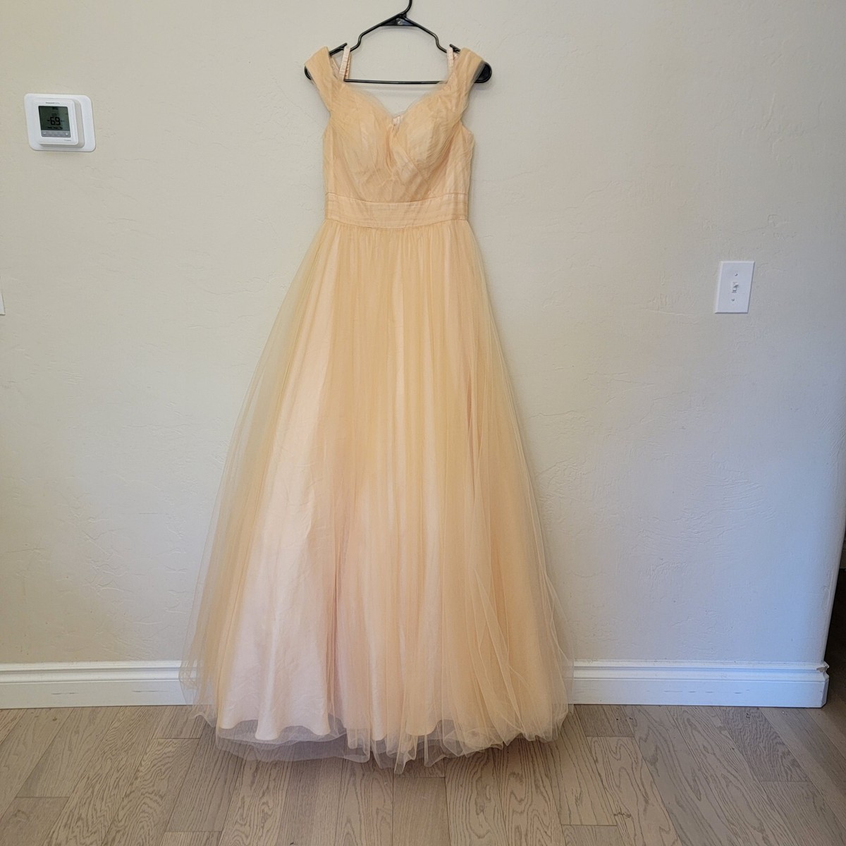 Mac Duggal Champagne Off Shoulder A Line Dress, #48778, Size 10, $286 | eBay