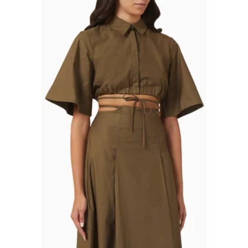 SIGNIFICANT OTHER Addison ausgeschnittene Popeline kurze Bluse khaki Größe 8 200 $ - Bild 1 von 7